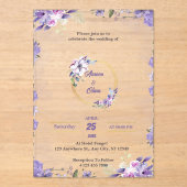 紫色の水色アクリル結婚式招待状 アクリル招待状 (正面)