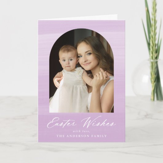紫色の水色アーチ2写真イースターの願い シーズンカード (正面)