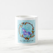 紫色の水色ウルフとボホリースカスタム コーヒーマグカップ (中央)