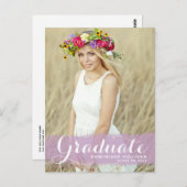 紫色の水色スプラッシュフォト卒業 ポストカード (正面/裏面)