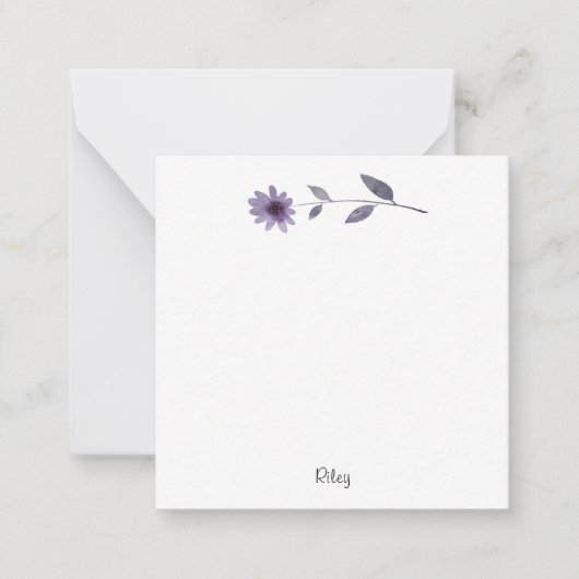紫色の水色デイジーノートカード ノートカード (正面)