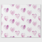 紫色の水色ハートバレンタインデー ラッピングペーパー (フラット)