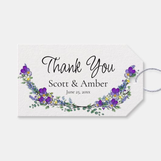 紫色の水色バイオレットラベンダーユーカリ ギフトタグ (正面(横))