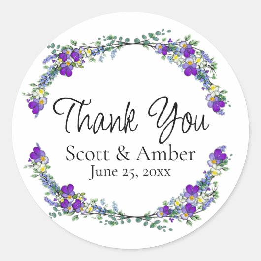 紫色の水色バイオレットラベンダーユーカリ ラウンドシール (正面)