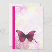 紫色の水色バタフライバースデーパーティー 招待状 (裏面)