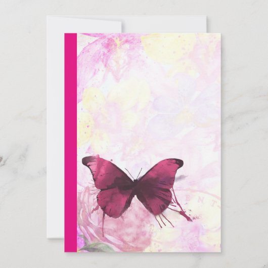 紫色の水色バタフライバースデーパーティー 招待状 (裏面)