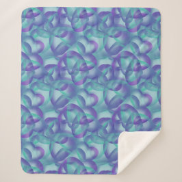 紫色の水色パターンの重なり合うハート抽象芸術 シェルパブランケット
