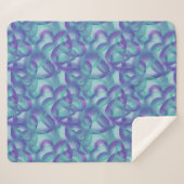 紫色の水色パターンの重なり合うハート抽象芸術 シェルパブランケット (正面(横))