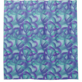 紫色の水色パターンの重なり合うハート抽象芸術 シャワーカーテン