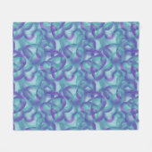 紫色の水色パターンの重なり合うハート抽象芸術 フリースブランケット (正面(横))
