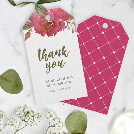 紫色の水色フローラありがとう任意のイベント好意 ギフトタグ