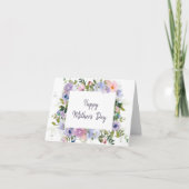 紫色の水色フローラフレーム母の日 カード (正面)