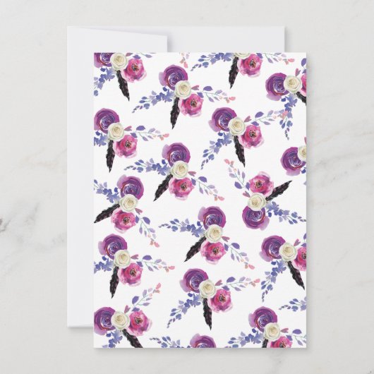 紫色の水色フローラボホリタイアメントパーティー 招待状 (裏面)