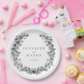 紫色の水色フローラ結婚の紙プレート ペーパープレート (パーティー)