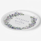 紫色の水色フローラ結婚の紙プレート ペーパープレート (アングル)