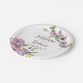 紫色の水色フローラ結婚の紙プレート ペーパープレート (アングル)