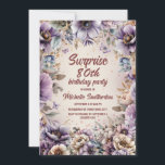 紫色の水色フローラ蝶サプライズ80th 招待状<br><div class="desc">紫のエレガント水色のフローラと蝶の驚きの80th誕生日パーティーの招待のための女性。文字はカスタマイズ可能なので、この招待は任意の誕生日の女性のために祝設計されている。(18日、21日、30日、40日、50日、60日、70日、80日、90日、100日... .任意の年齢)文字、フォント、文言は完全にカスタマイズ可能。連絡カスタマイ救済ズまたは一致する製品で私たち。</div>