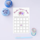 紫色の水色ブライダルシャワービンゴゲームカード チラシ (シングル)
