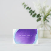 紫色の水色プロフェッショナルモダンQRコード 名刺 (スタンド正面)