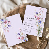 紫色の水色ボホワイルドフラワーベビーシャワー 招待状