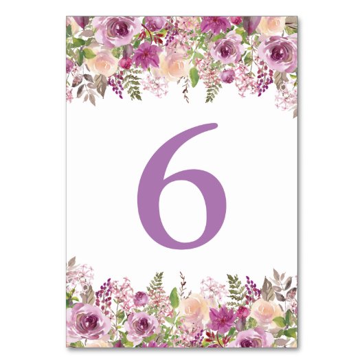 紫色の水色ラベンダーシャワーテーブル番号 テーブルナンバー (正面)