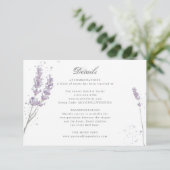 紫色の水色ラベンダー結婚の詳細 エンクロージャーカード (スタンド正面)