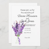 紫色の水色ラベンダー結婚ズ 招待状 (正面/裏面)