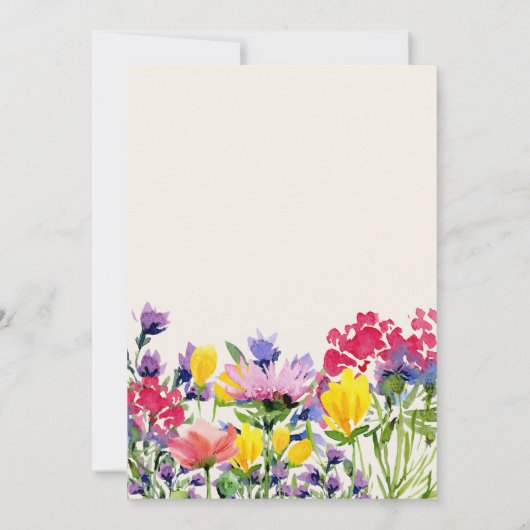 紫色の水色ワイルドフラワーリハーサルディナー 招待状 (裏面)