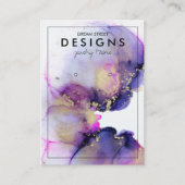 紫色の水色金ゴールドイヤリングディスプレイカード 名刺 (正面)