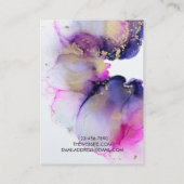 紫色の水色金ゴールドイヤリングディスプレイカード 名刺 (裏面)