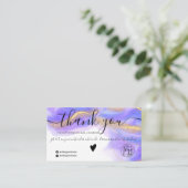 紫色の水色金ゴールドグリッターの感謝してい順序 名刺 (スタンド正面)