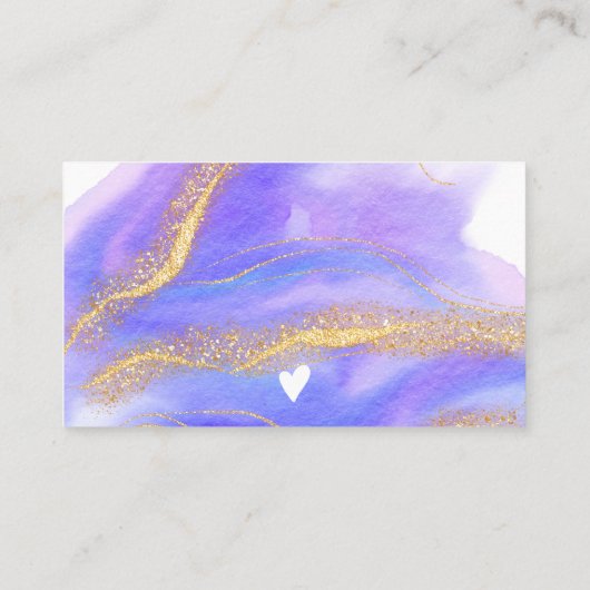 紫色の水色金ゴールドグリッターの感謝してい順序 名刺 (裏面)