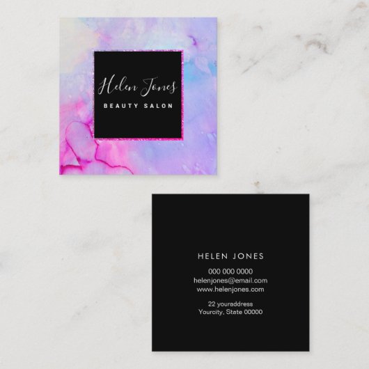 紫色の水色 スクエア名刺 (正面/裏面)