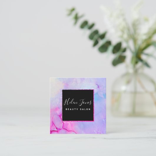 紫色の水色 スクエア名刺 (スタンド正面)