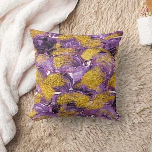 紫色の水色:芸術的金ゴールド融合。 クッション (ブランケット)