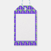 紫色の汚れた髪の不気味な人形の頭 ギフトタグ (裏面)