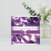紫色の泡パープル甘い16誕生日パーティー 招待状 (スタンド正面)