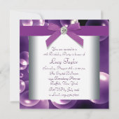 紫色の泡パープル甘い16誕生日パーティー 招待状 (裏面)