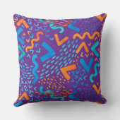 紫色の波の明るく抽象的な水彩画パターン クッション (裏面)