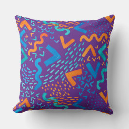 紫色の波の明るく抽象的な水彩画パターン クッション