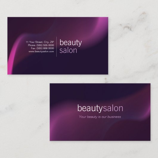 紫色の波の美容院の名刺 名刺 (正面/裏面)