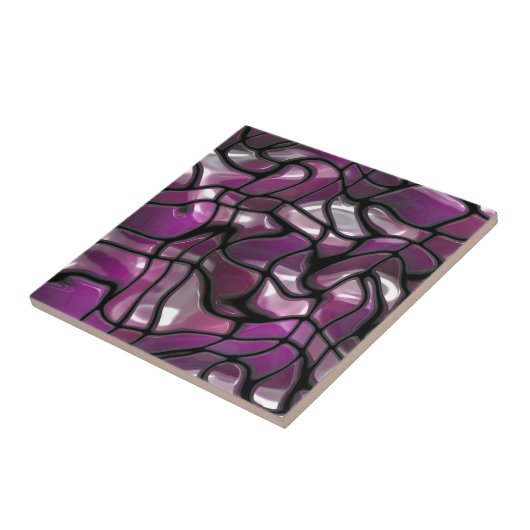 紫色の波抽象芸術 タイル (側面)