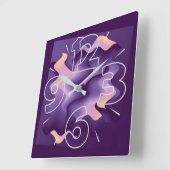 紫色の波 スクエア壁時計 (傾斜)