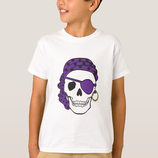 紫色の海賊スカルのTシャツ Tシャツ (正面)