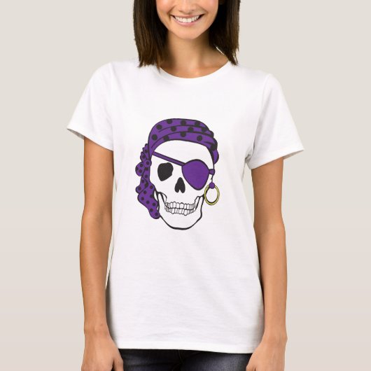 紫色の海賊スカルのTシャツ Tシャツ (正面)