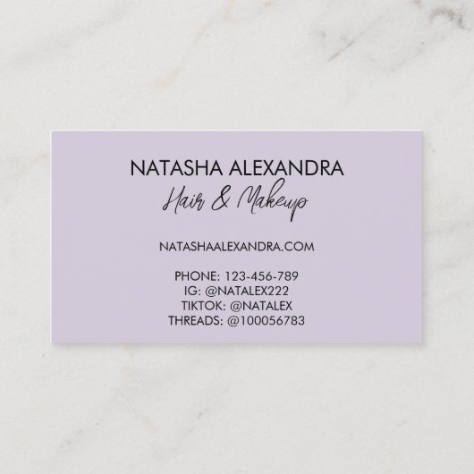 紫色の液体スワール流ストライプ溝状Y2Kパターン 名刺 (裏面)