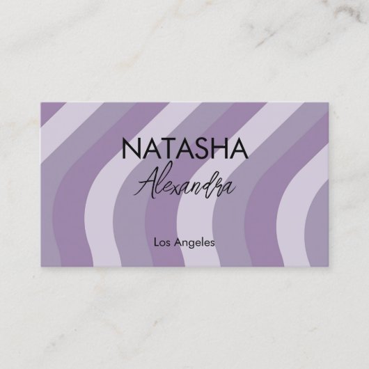 紫色の液体スワール流ストライプ溝状Y2Kパターン 名刺 (正面)