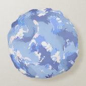 紫色の液体抽象芸術パターンと白色 ラウンドクッション (裏面)