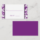 紫色の渦巻きダマスクテーブルの座席座席表 プレイスカード (正面/裏面)