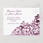 紫色の渦巻き写真カードを保存 案内ポストカード (裏面)